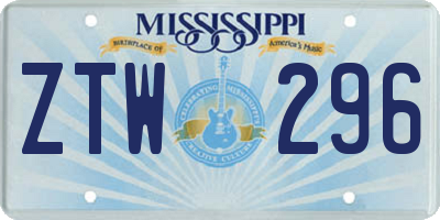 MS license plate ZTW296