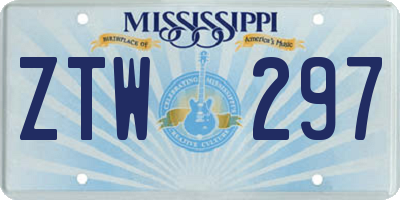 MS license plate ZTW297