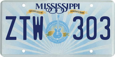 MS license plate ZTW303