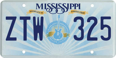 MS license plate ZTW325