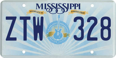 MS license plate ZTW328