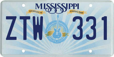 MS license plate ZTW331