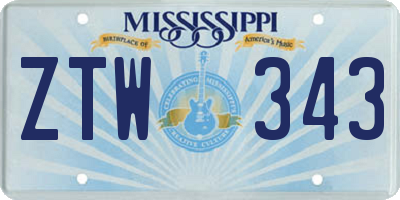 MS license plate ZTW343