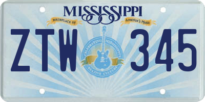 MS license plate ZTW345