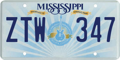 MS license plate ZTW347