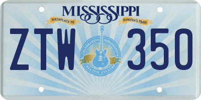 MS license plate ZTW350