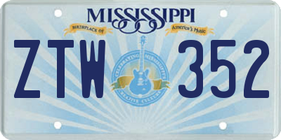 MS license plate ZTW352
