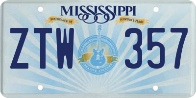 MS license plate ZTW357