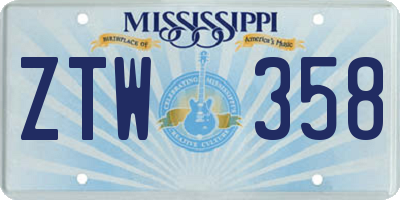 MS license plate ZTW358