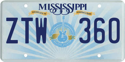 MS license plate ZTW360