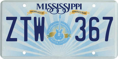 MS license plate ZTW367