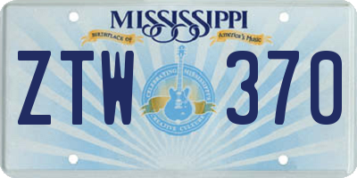 MS license plate ZTW370