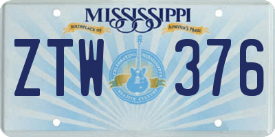 MS license plate ZTW376
