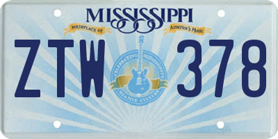 MS license plate ZTW378