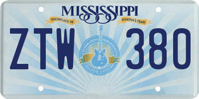 MS license plate ZTW380
