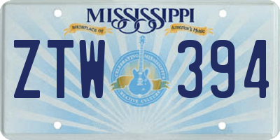 MS license plate ZTW394
