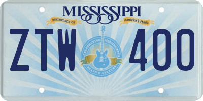 MS license plate ZTW400