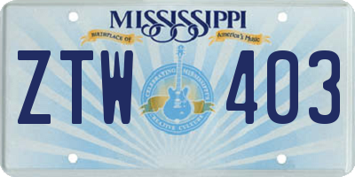 MS license plate ZTW403