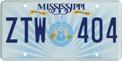 MS license plate ZTW404