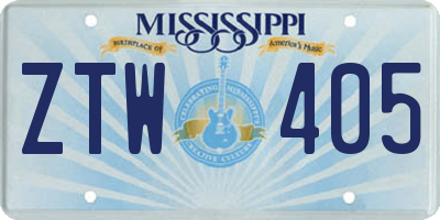 MS license plate ZTW405
