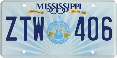 MS license plate ZTW406