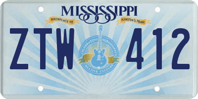 MS license plate ZTW412