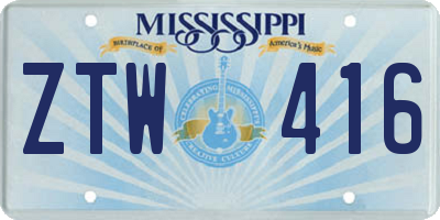 MS license plate ZTW416