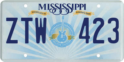 MS license plate ZTW423