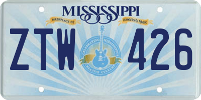 MS license plate ZTW426