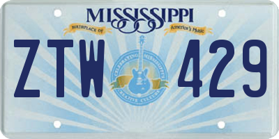 MS license plate ZTW429