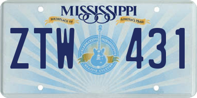 MS license plate ZTW431