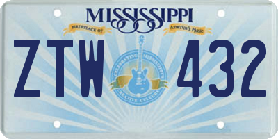 MS license plate ZTW432