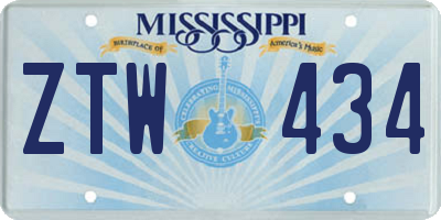 MS license plate ZTW434