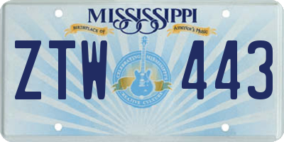 MS license plate ZTW443