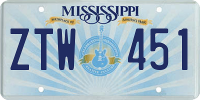 MS license plate ZTW451