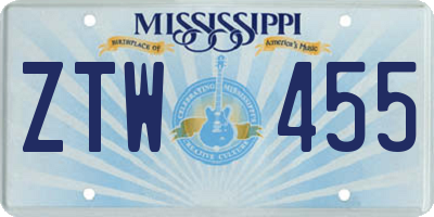 MS license plate ZTW455