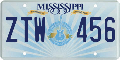 MS license plate ZTW456