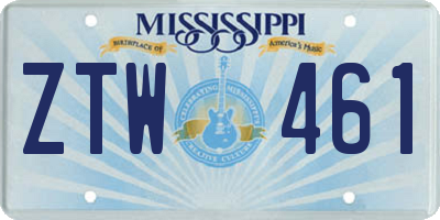MS license plate ZTW461
