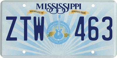 MS license plate ZTW463