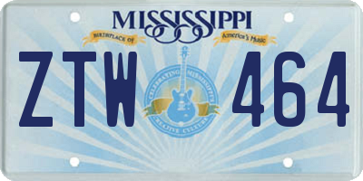 MS license plate ZTW464