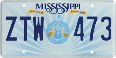MS license plate ZTW473