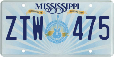 MS license plate ZTW475