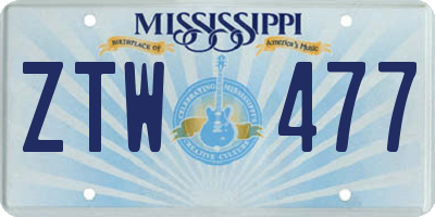 MS license plate ZTW477