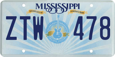 MS license plate ZTW478