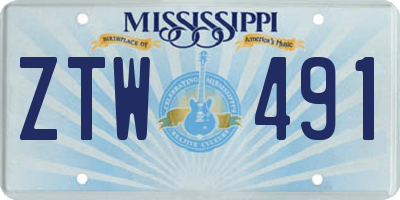 MS license plate ZTW491