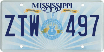 MS license plate ZTW497