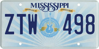 MS license plate ZTW498