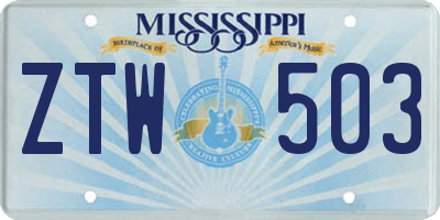 MS license plate ZTW503