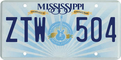 MS license plate ZTW504