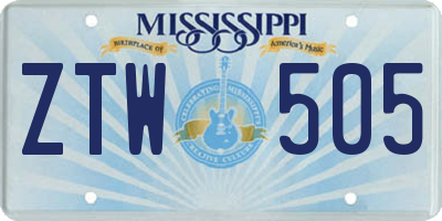 MS license plate ZTW505